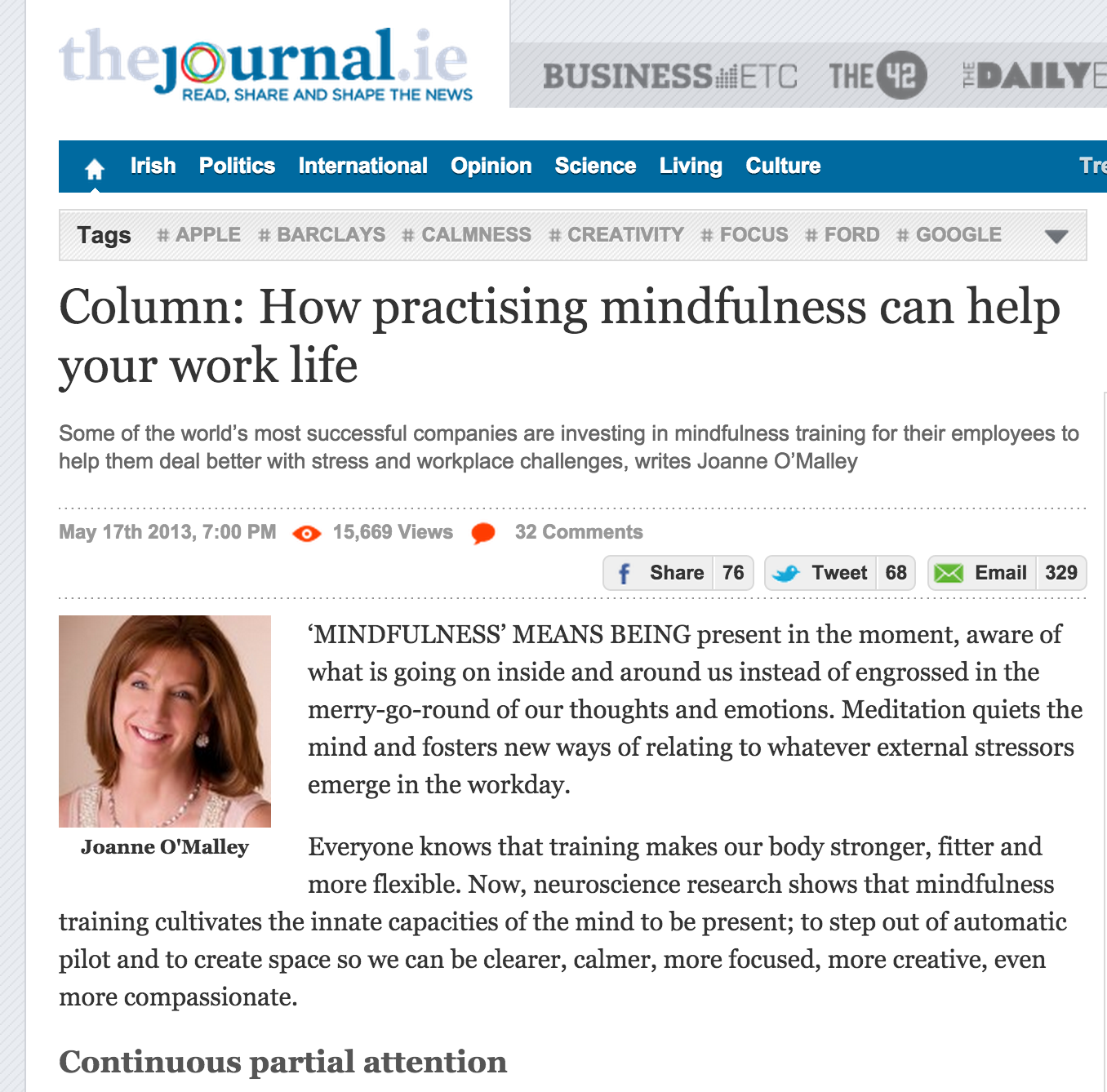 How practising mindfulness helps work life